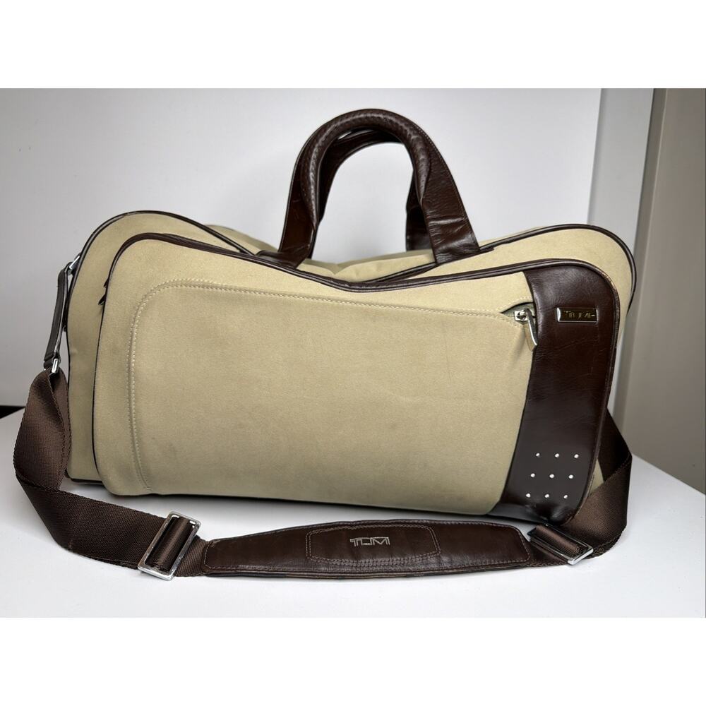 RARE Tumi Beige Brown Red LXT Duffle Underseat Cabin Bag Microfiber FXT 23152SW